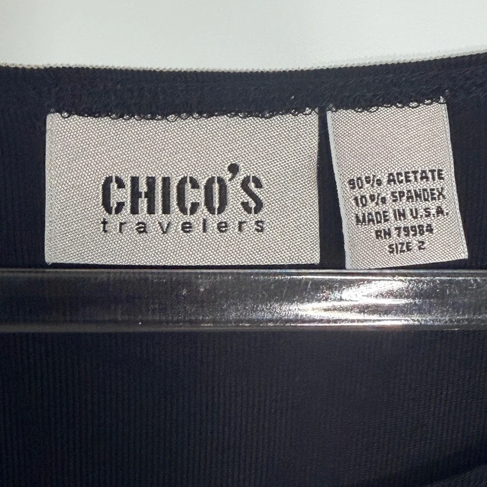 Chico's Travelers Black 3/4 Sleeve Scoop Neck Top Large - Picture 7 of 7